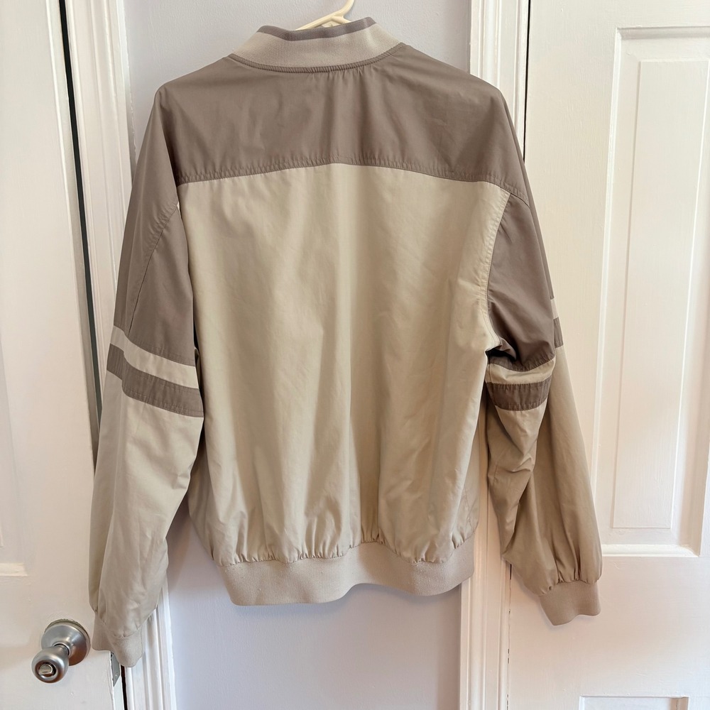 Members Only Mens Large Reversible Bomber Jacket Tan Gray Colorblock Full Zip - Picture 2 of 9